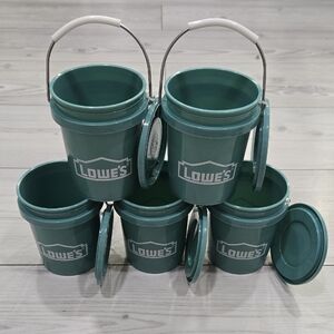 5 Lowe's Teal Mini Buckets with Lids